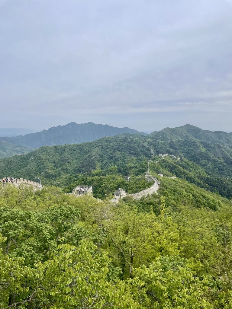 The Great Wall winding along green hills at Mutianyu